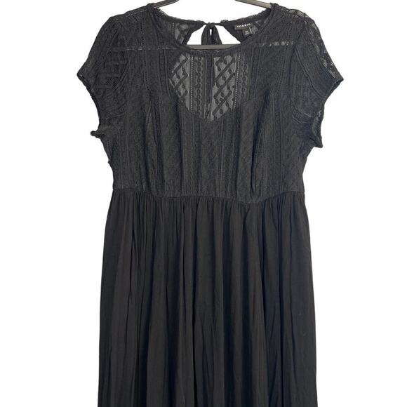 Torrid Midi Rayon Slub Lace Trim Dress Size 00 - Picture 6 of 12